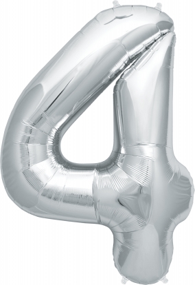 Folinis balionas "4", sidabrinis (85 cm)