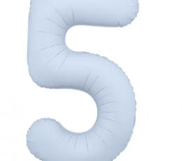 Folinis balionas "5", pastelinis melsvas (85 cm)