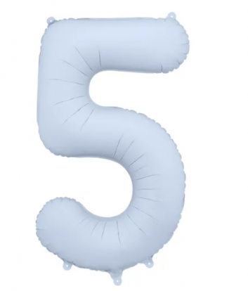 Folinis balionas "5", pastelinis melsvas (85 cm)