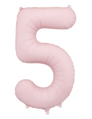 Folinis balionas "5", pastelinis rausvas (85 cm)