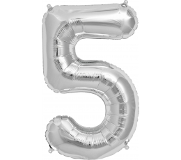 Folinis balionas "5", sidabrinis (85 cm)