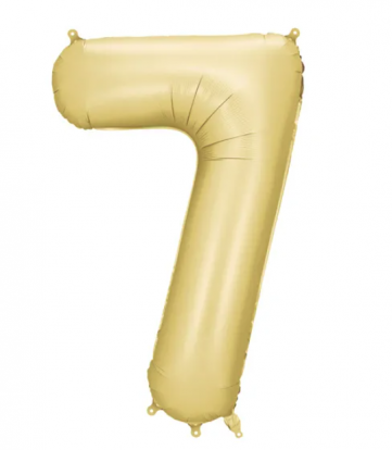 Folinis balionas "7", auksinis (86 cm), auksinis matinis