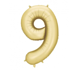 Folinis balionas "9", auksinis (86 cm), auksinis matinis