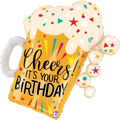 Folinis balionas "Birthday Confetti Beer" (60x68 cm)