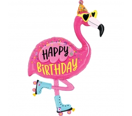 Folinis balionas "Flamingas su riedučiais" (107 cm)