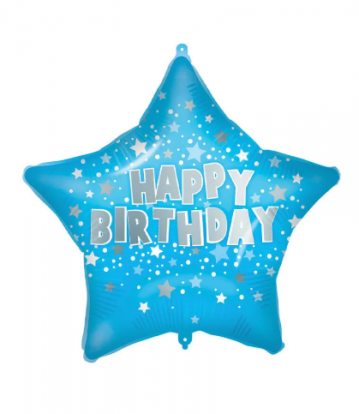 Folinis balionas "Happy Birthday Blue" (46 cm)