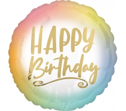 Folinis balionas "Happy birthday", ombre-auksinis (43 cm)