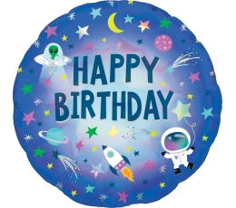 Folinis balionas "Happy Birthday Space" (45 cm)