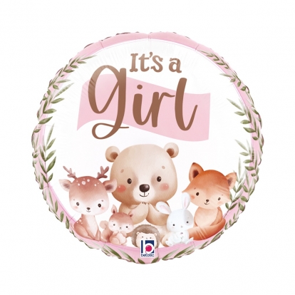 Folinis balionas "It's a girl-Miško žvėreliai" (46 cm)