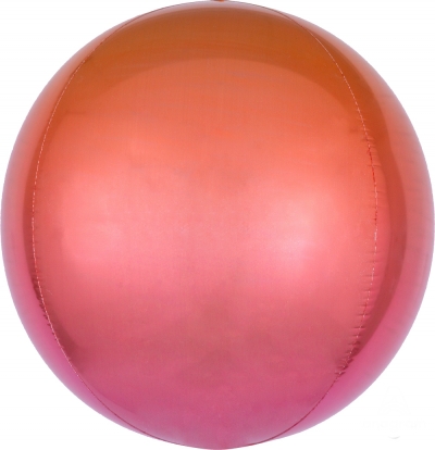 Folinis balionas-orbz, raudonas-oranžinis ombre (38 cm)