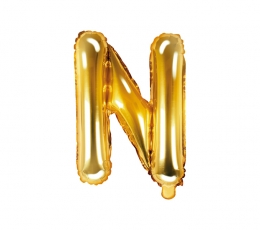 Folinis balionas-raidė "N", auksinis (35 cm)