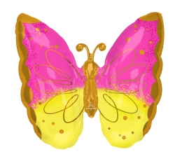 Folinis balionas "Rožinis geltonas drugelis" (63x63 cm)