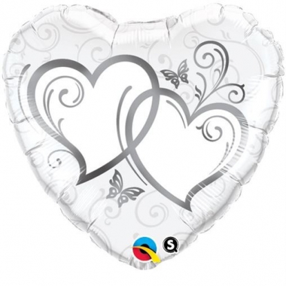 Folinis balionas "Sidabrinės širdelės" (46 cm)