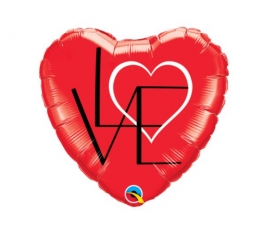 Folinis balionas "Širdelė - Love" (46 cm)