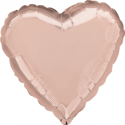 Folinis balionas-širdelė, rožinis auksas (43 cm)