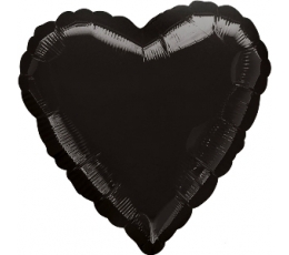 Folinis balionas-širdis, juodas (43 cm)