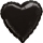 Folinis balionas-širdis, juodas (43 cm)