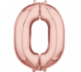 Folinis balionas-skaičius "0" rožinis auksas (66 cm)
