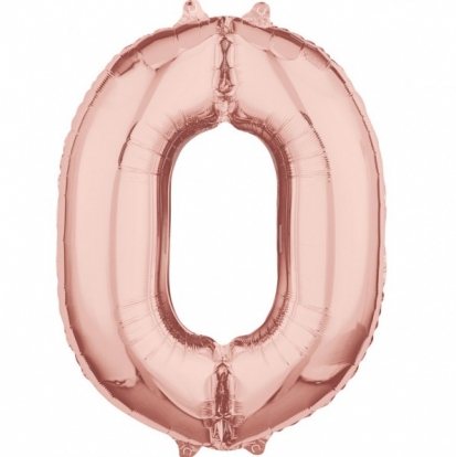 Folinis balionas-skaičius "0" rožinis auksas (66 cm)