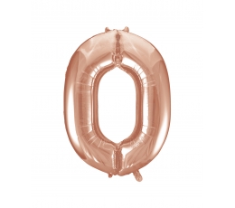 Folinis balionas-skaičius "0", rožinis auksas (85 cm)