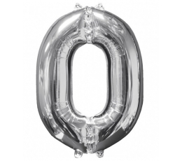Folinis balionas-skaičius "0" sidabrinis (66 cm)