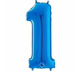Folinis balionas-skaičius "1", mėlynas (66 cm)