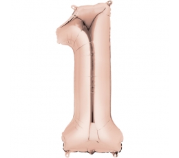 Folinis balionas-skaičius "1", rožinis auksas (85 cm)