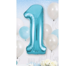 Folinis balionas-skaičius "1", žydras (85 cm)