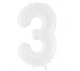Folinis balionas-skaičius "3", baltas (86 cm)