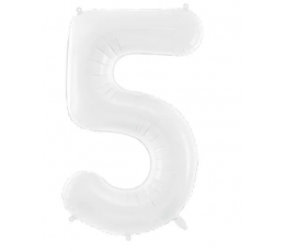 Folinis balionas-skaičius "5", baltas (86 cm)