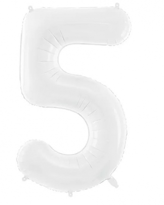 Folinis balionas-skaičius "5", baltas (86 cm)