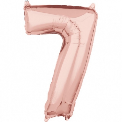 Folinis balionas-skaičius "7" rožinis auksas (66 cm)