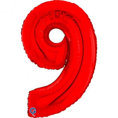 Folinis balionas-skaičius "9", raudonas (66 cm)