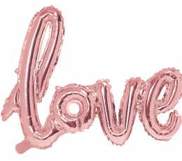 Folinis balionas-užrašas "Love", rožinio aukso (73x59 cm)