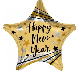 Folinis balionas- žvaigždė "Happy New Year", auksinis (45 cm)