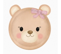 Forminės lėkštutės "Rausvas meškutis" (6 vnt./20x22 cm)