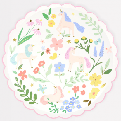 Forminės lėkštutės "Vienaragiai pievoje" (8 vnt./26,7 cm)