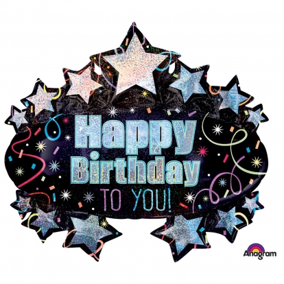 Forminis balionas "Happy Birthday stars" (78x71 cm)
