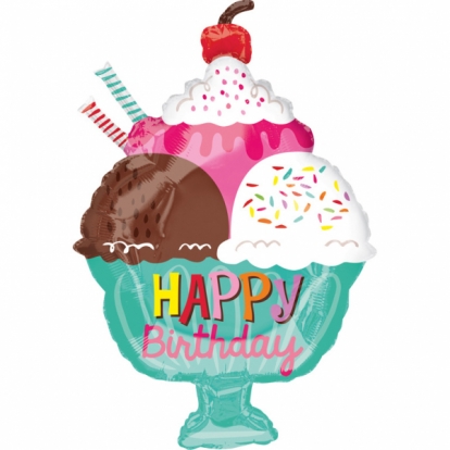 Forminis balionas "Ice Cream Sundae HBD" (38x58 cm)