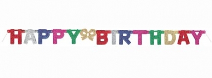 Girlianda "Happy Birthday", įvairiaspalvė (1,42 m)