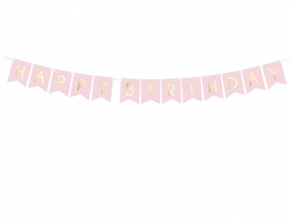 Girlianda "Happy Birthday", rausva-auksinė (1,75 m)