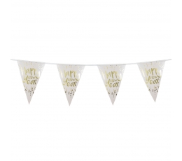 Girlianda "Happy New Year", balta-auksinė (4 m)