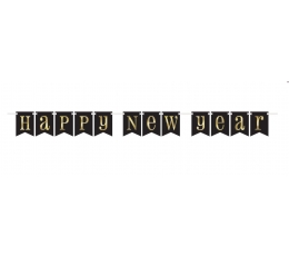 Girlianda "Happy New Year", juodai-auksinė (2,13 m)