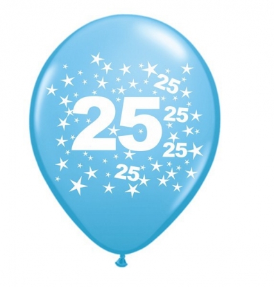 Gum. bal. melsvas "Skaičius 25" (10 vnt./28 cm.)