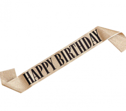 Juosta "Happy Birthday", auksinė