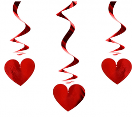 Kabančios dekoracijos "Raudonos širdelės" (3 vnt.)