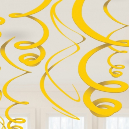 Kabančios dekoracijos-suktukai, geltoni (12 vnt./ 55 cm)