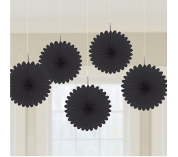 Kabančios dekoracijos-vėduoklės, juodos (5 vnt./15 cm)