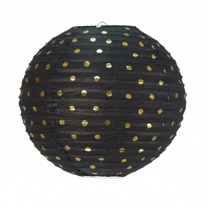 Kabanti dekoracija-žibintas, juodas su aukso taškeliais (35 cm)