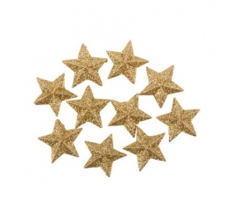 Klijuojamos 3D dekoracijos "Auksinės žvaigždutės" (10 vnt./2,5 cm)